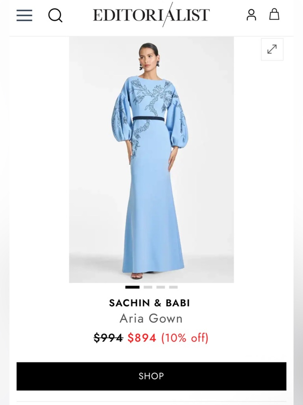 SACHIN & BABI Aria Cornflower Blue Embroidered Gown Maxi Dress NWT $994 - Picture 6 of 6